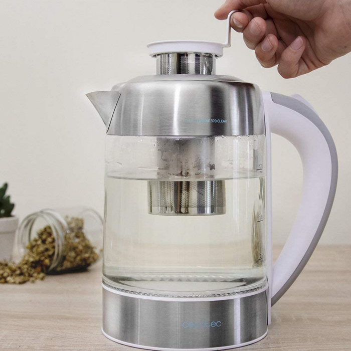 Fierbator cu filtru de ceai 2 in 1 Cecotec ThermoSense 370 Clear, 2200 W, 1.7L, Inox, oprire automata [4]