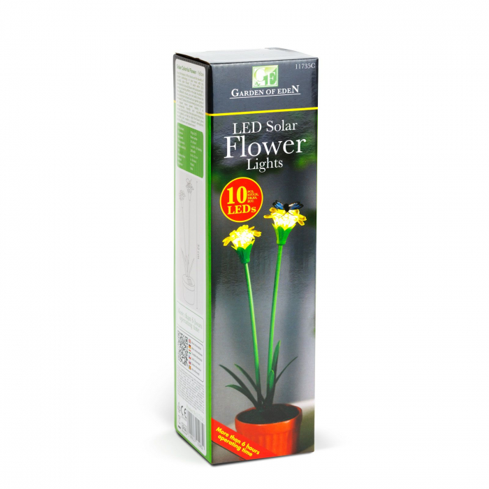 Floare colorată solară led - 8 x 8 x 32 cm - 10 LED-uri alb cald - galben [4]