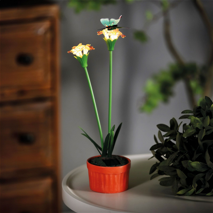 Floare colorată solară led - 8 x 8 x 32 cm - 10 LED-uri alb cald - rosu [3]