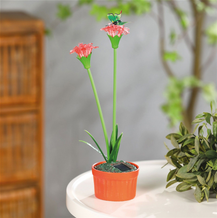 Floare colorată solară led - 8 x 8 x 32 cm - 10 LED-uri alb cald - rosu [2]