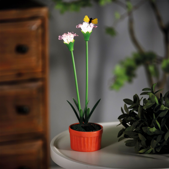 Floare colorată solară - 8 x 8 x 32 cm - 10 LED-uri alb cald - violet [3]