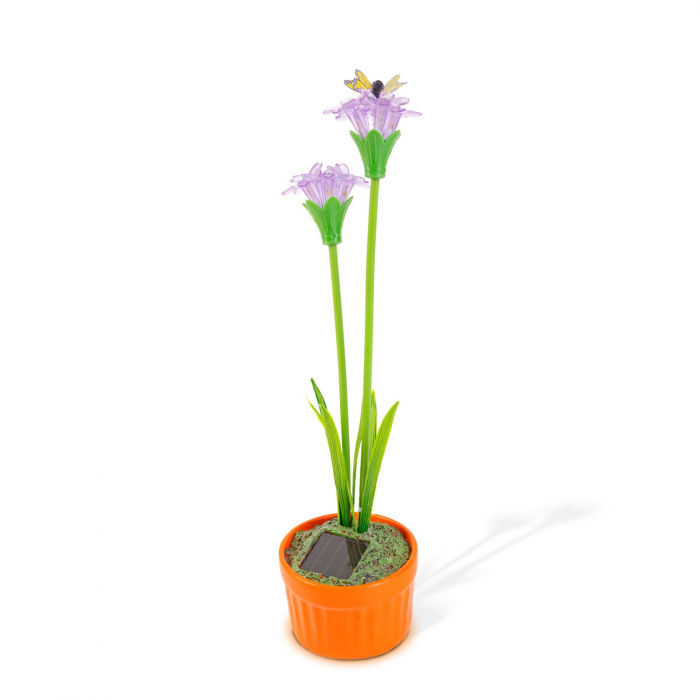 Floare colorată solară - 8 x 8 x 32 cm - 10 LED-uri alb cald - violet [1]