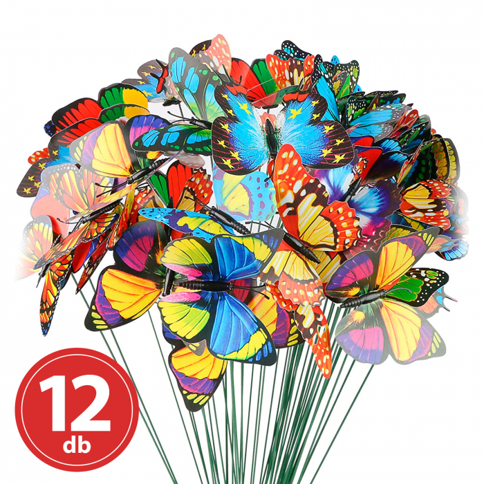 Fluturi decorativi colorati cu tija, pentru gradina sau decor interior - 29 cm - plastic [2]