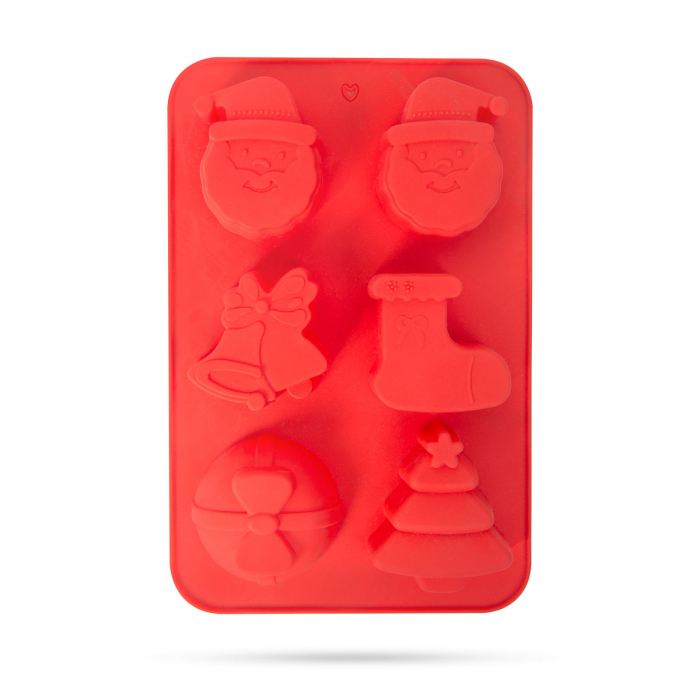 Formă de copt din silicon - motive de Crăciun - 25,5 x 16,5 x 3 cm culoare rosie [2]