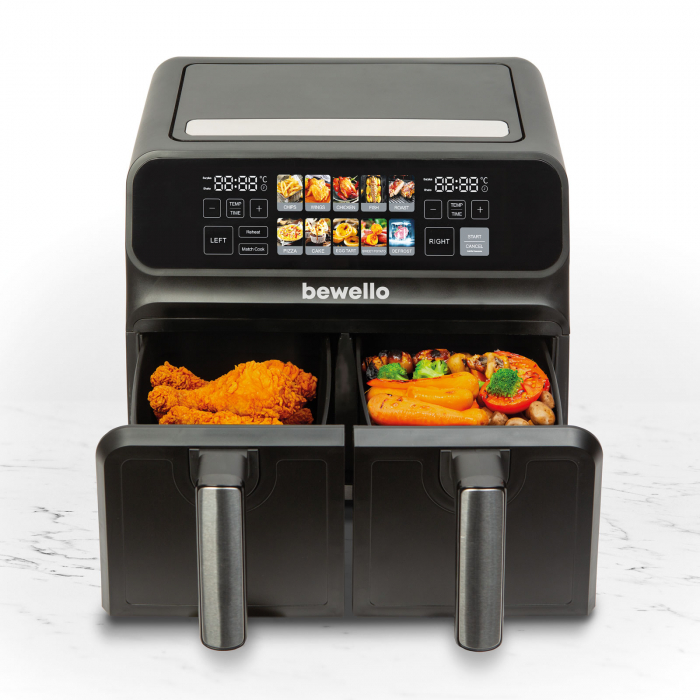 Friteuza cu aer - Airfryer - XXL - 230V - 2200W - cos dublu, display tactil color - 4+4 L [2]
