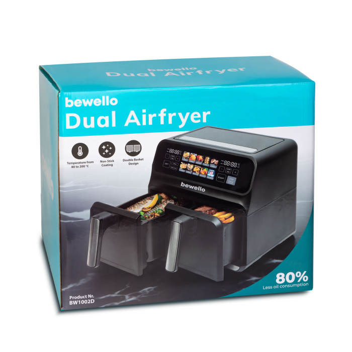 Friteuza cu aer - Airfryer - XXL - 230V - 2200W - cos dublu, display tactil color - 4+4 L [3]
