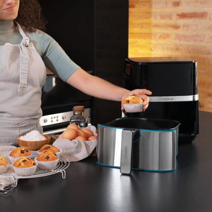 Friteuza cu aer cald, fara ulei Cecotec Full Inox 5500 Pro, 1700W, 5.5L, Control tactil, 8 Programe Presetate [7]