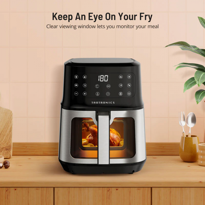 Friteuza cu aer cald, fara ulei TaoTronics TT-AF011 Air Fryer, 1200W, 5L, Geam transparent, Control tactil, 8 Programe [6]