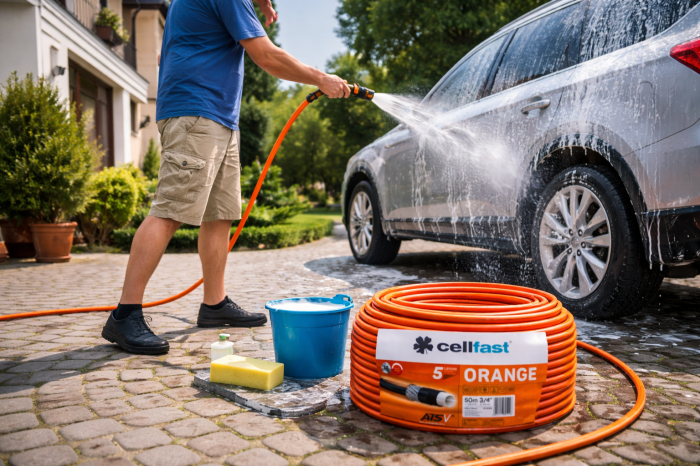 Furtun pentru gradina Cellfast ORANGE cu 5 straturi, 3 4 , Armat, 50m, protectie UV, antirasucire [2]