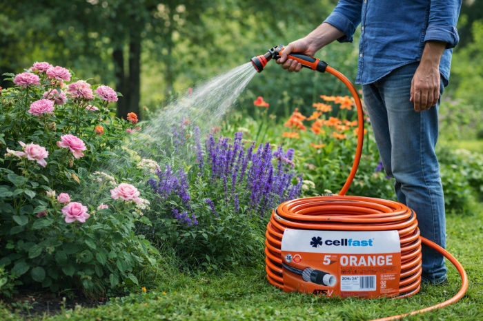 Furtun pentru gradina Cellfast ORANGE cu 5 straturi, 3 4 , Armat, 50m, protectie UV, antirasucire [3]