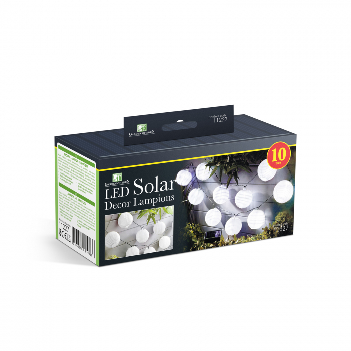 Garden of Eden - Şir 10 lampioane solare LED alb rece 3,7 m [5]