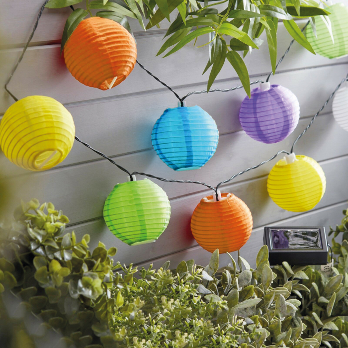Garden of Eden - șir de 10 lampioane solare LED diferite culori, alb rece 3,7 m [3]
