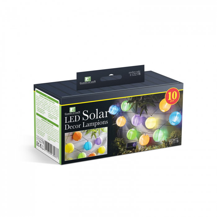 Garden of Eden - șir de 10 lampioane solare LED diferite culori, alb rece 3,7 m [5]