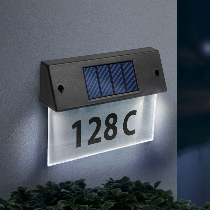 Număr de casă solar, cu LED alb rece plexiglas transparent 18 x 20 cm - Garden Of Eden [2]