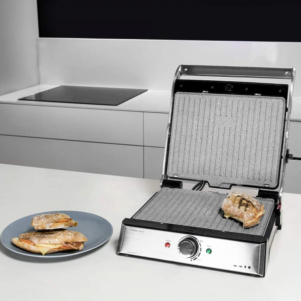 Gratar electric Cecotec 3 in 1 Rock n Grill Pro , 2000 W, regulator de putere, piatra antiaderenta, gratar electric, plita si aparat de facut sandvisuri [2]
