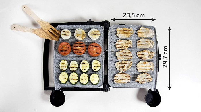 Grill Cecotec 2 in 1, Rock nGrill 2000 W, regulator de putere, piatra antiaderenta, gratar electric si aparat sandvisuri [3]