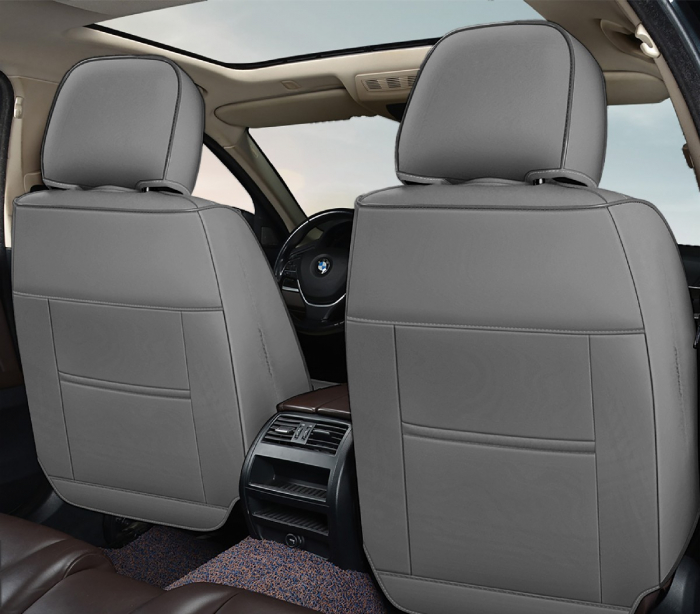 Huse auto premium 5 locuri Carguard Deluxe piele ecologică perforată - gri - negru [3]