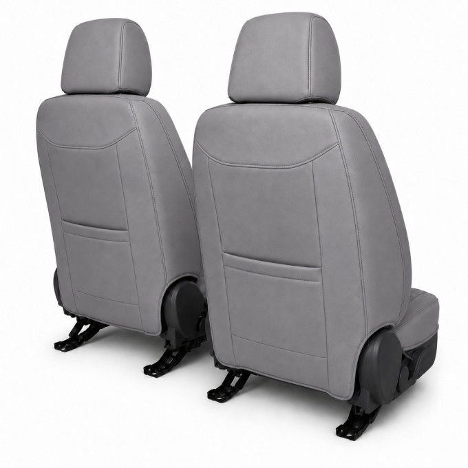 Huse auto premium 5 locuri Carguard Deluxe piele ecologică perforată - gri - negru [7]
