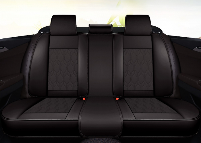 Huse auto universale premium 5 locuri Carguard Deluxe piele ecologică perforată - negru [3]