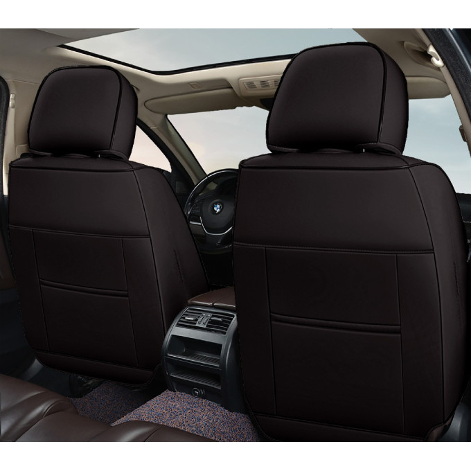Huse auto premium Carguard Deluxe piele ecologică perforată 5 straturi - negru - alb [2]