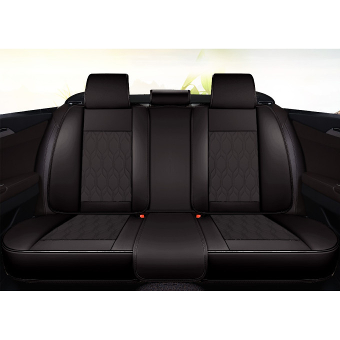 Huse auto premium Carguard Deluxe piele ecologică perforată 5 straturi - negru - alb [4]