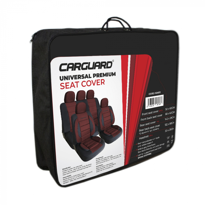 Huse auto universale premium pentru scaune, 11 piese, rosu/ negru - CARGUARD [2]