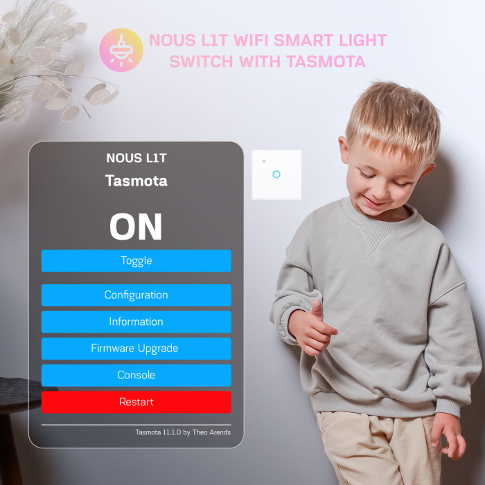 Intrerupator Inteligent Nous L1T Wifi, Tasmota, Touch, 1 canal [2]