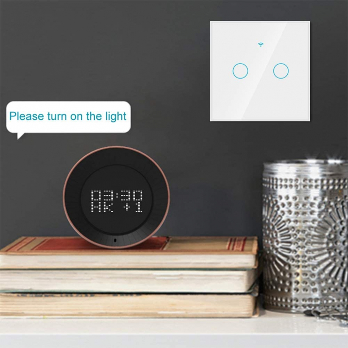 Intrerupator Smart cu Touch Rovo FN2C, 2 canale, Sticla Securizata, Tuya, Life Smart, RF 433MHz, Alexa si Google Assistant, fara nul [3]