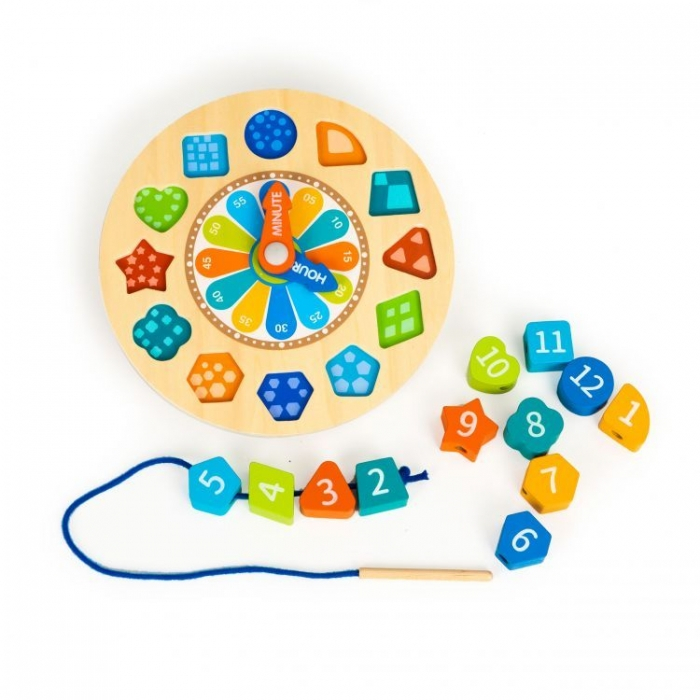Jucarie educativa din lemn 3 in 1 tip ceas Ecotoys PH05I006 [2]