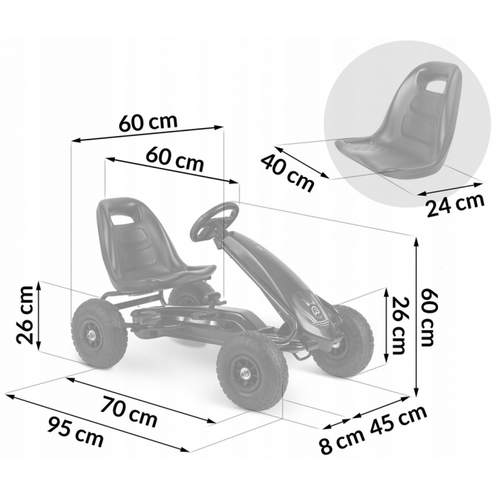 Kart cu pedale si roti gonflabile, Gokart RK-590 Ricokids 759000, Negru [9]