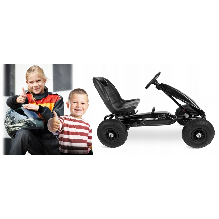 Kart cu pedale si roti gonflabile, Gokart RK-590 Ricokids 759000, Negru [4]