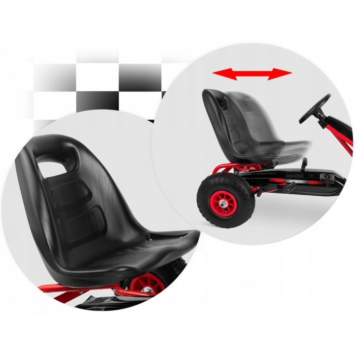 Kart cu pedale si roti gonflabile, Gokart RK-590 Ricokids 759001, Rosu [3]