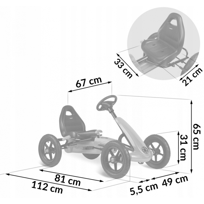 Kart cu pedale si roti gonflabile, Gokart RK-592 Ricokids 759200, Albastru [10]
