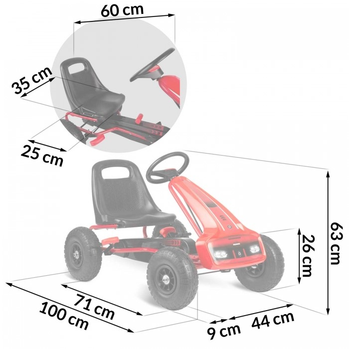 Kart cu pedale si roti gonflabile Gokart RK-593 Ricokids 759300, Rosu [5]