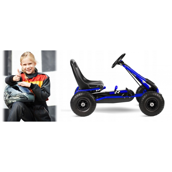 Kart cu pedale si roti gonflabile, Gokart RK-594 Ricokids 759400, Albastru [3]