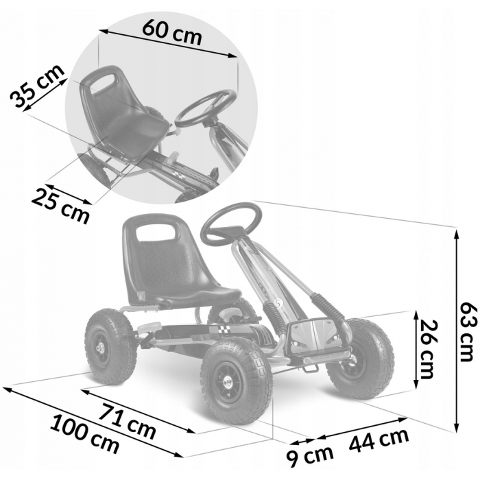 Kart cu pedale si roti gonflabile, Gokart RK-594 Ricokids 759400, Albastru [9]