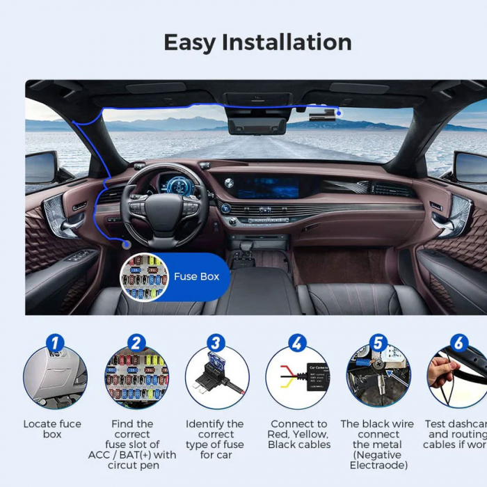 Kit cablu alimentare si monitorizare miscare pentru AZDOME JYX04 pentru modele M300  M300S, 12 24V To 5V 3A, Micro USB [7]