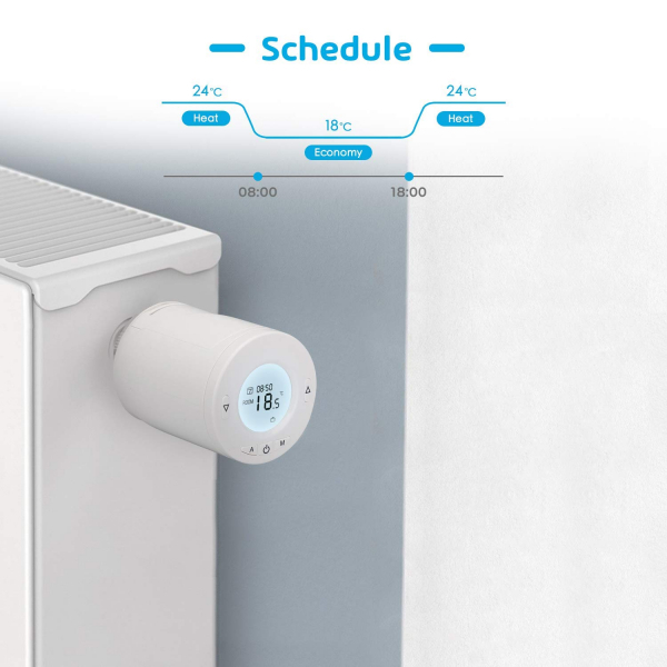 Kit Cap termostatic calorifer Meross MTS100H cu Hub, Smart, Alexa, Google Home, control smartphone [3]