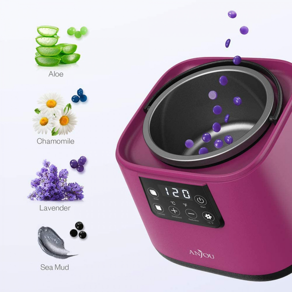 Kit Epilare Anjou PCA023 Incalzitor ceara profesional cu display LCD, 400g ceara, 4 arome, set spatule din lemn, control tactil [2]