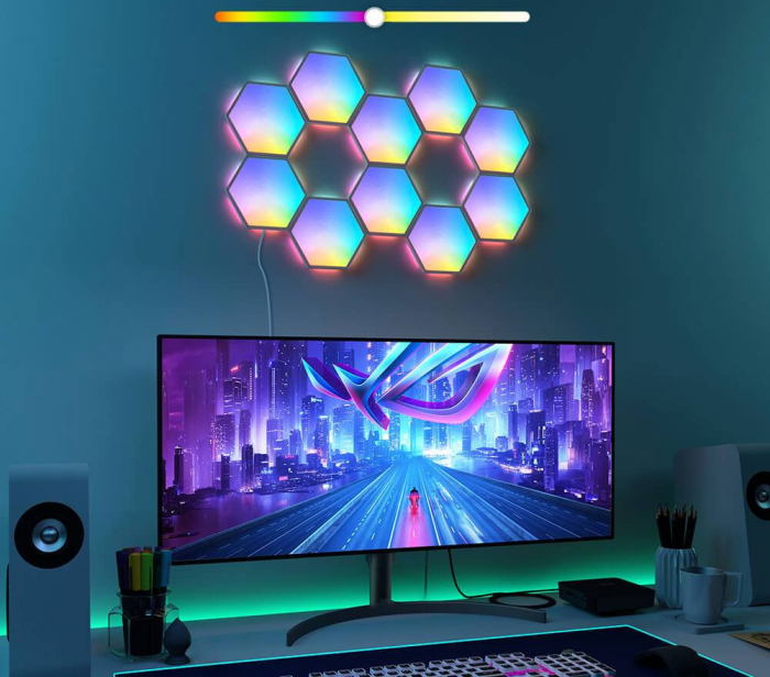 Kit panouri modulare luminoase LED Govee Govee Glide Hexa RGBIC, Sincronizare muzica, Wifi, 10 panouri, Alexa , Google Asistant [5]