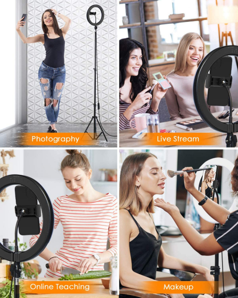 Lampa Circulara LED BlitzWolf BW-SL2 Make up Profesionala, Ring Light 120 Leduri cu Lumina Rece Calda [5]