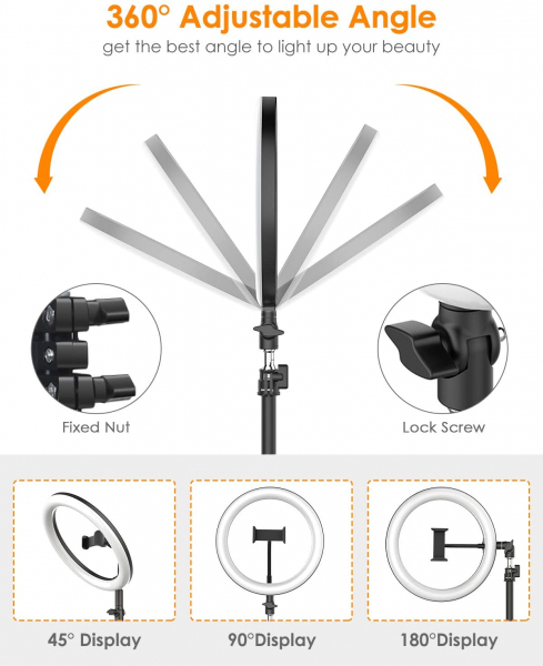 Lampa Circulara LED BlitzWolf BW-SL2 Make up Profesionala, Ring Light 120 Leduri cu Lumina Rece Calda [7]