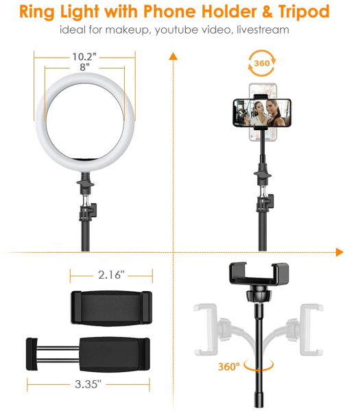 Lampa Circulara LED BlitzWolf BW-SL2 Make up Profesionala, Ring Light 120 Leduri cu Lumina Rece Calda [3]