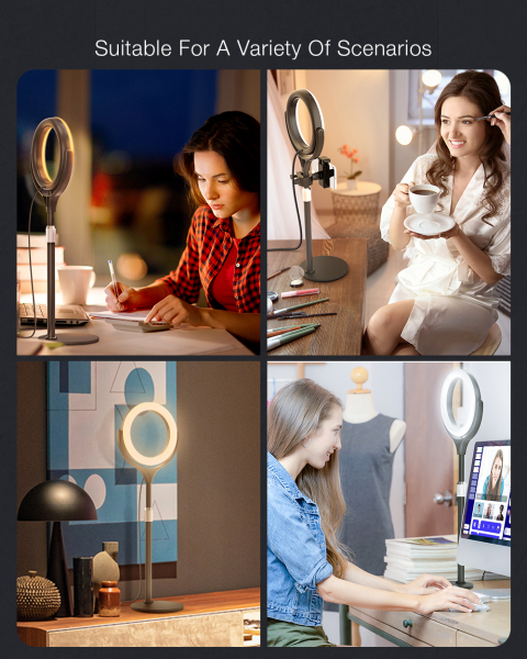 Lampa Circulara LED BlitzWolf BW-SL4 Make up Profesionala, Ring Light 64 Leduri cu Lumina Rece Calda Tip Inel [7]