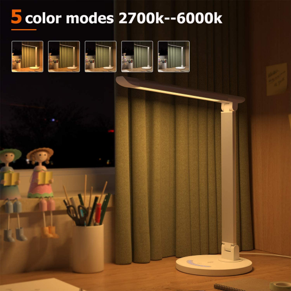 Lampa de birou LED TaoTronics TT DL13 control Touch, 5 moduri, Protectie Ochi - Silver - White [5]