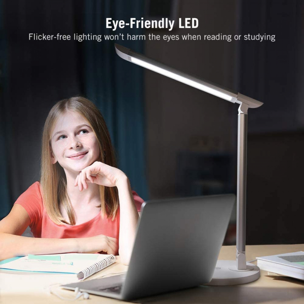 Lampa de birou LED TaoTronics TT DL13 control Touch, 5 moduri, Protectie Ochi - Silver - White [3]