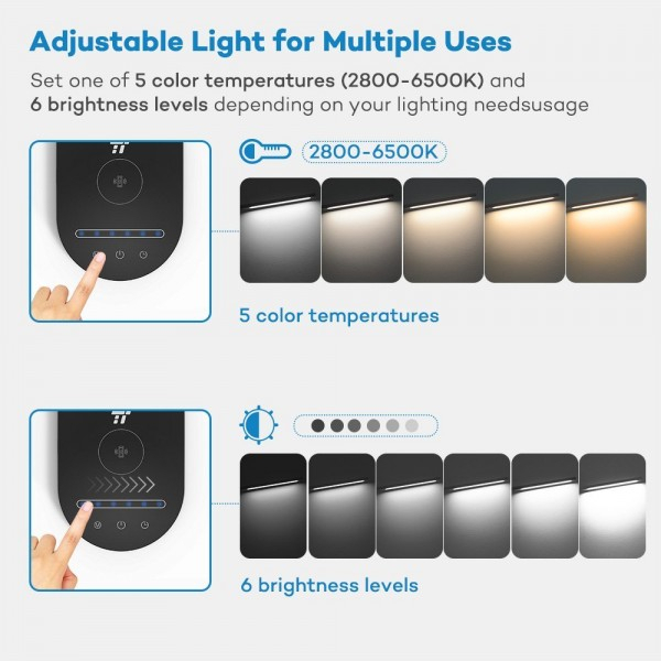 Lampa de birou LED TaoTronics TT-DL31, protectie ochi, control touch, Incarcare Telefon Wireles si USB [6]