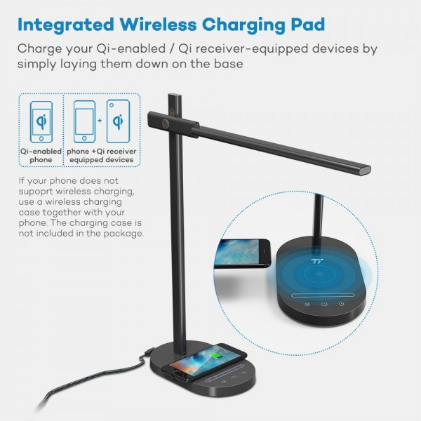 Lampa de birou LED TaoTronics TT-DL31, protectie ochi, control touch, Incarcare Telefon Wireles si USB [5]