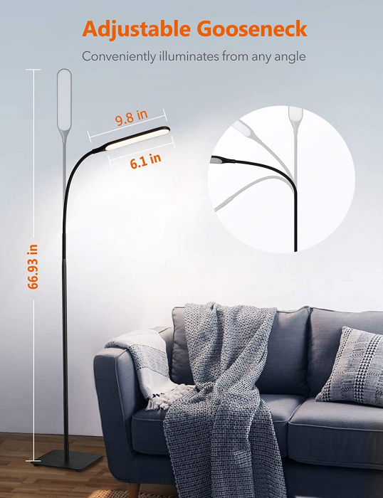 Lampa de podea LED TaoTronics TT-DL072, ajustabile 4 culori de culoare, 4 niveluri de luminozitate [7]