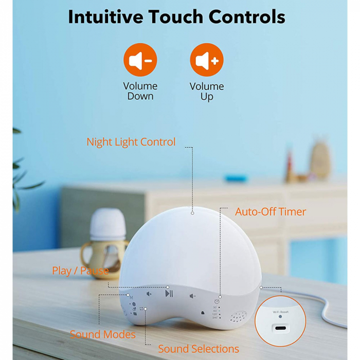 Lampa de veghe Smart TaoTronics TT-CL023, RGB, control din telefon, 25 de sunete, control Alexa si Google [7]